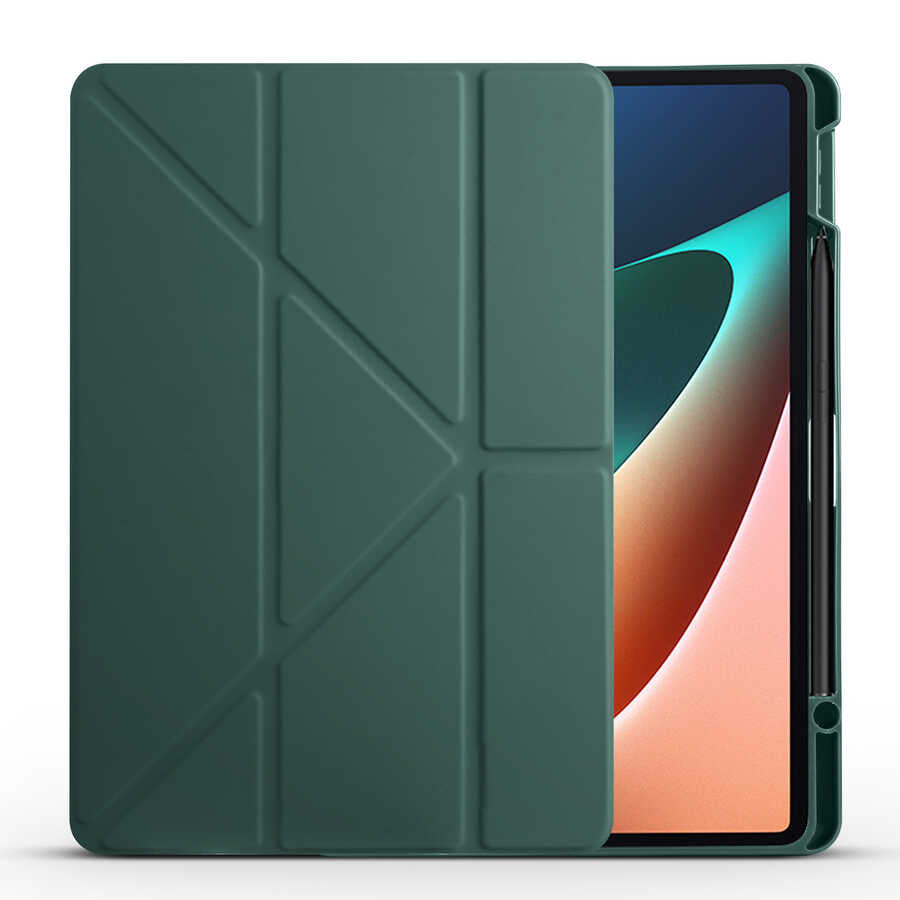 Xiaomi Mi Pad 5 Kılıf Zore Tri Folding Kalem Bölmeli Standlı Kılıf Mor
