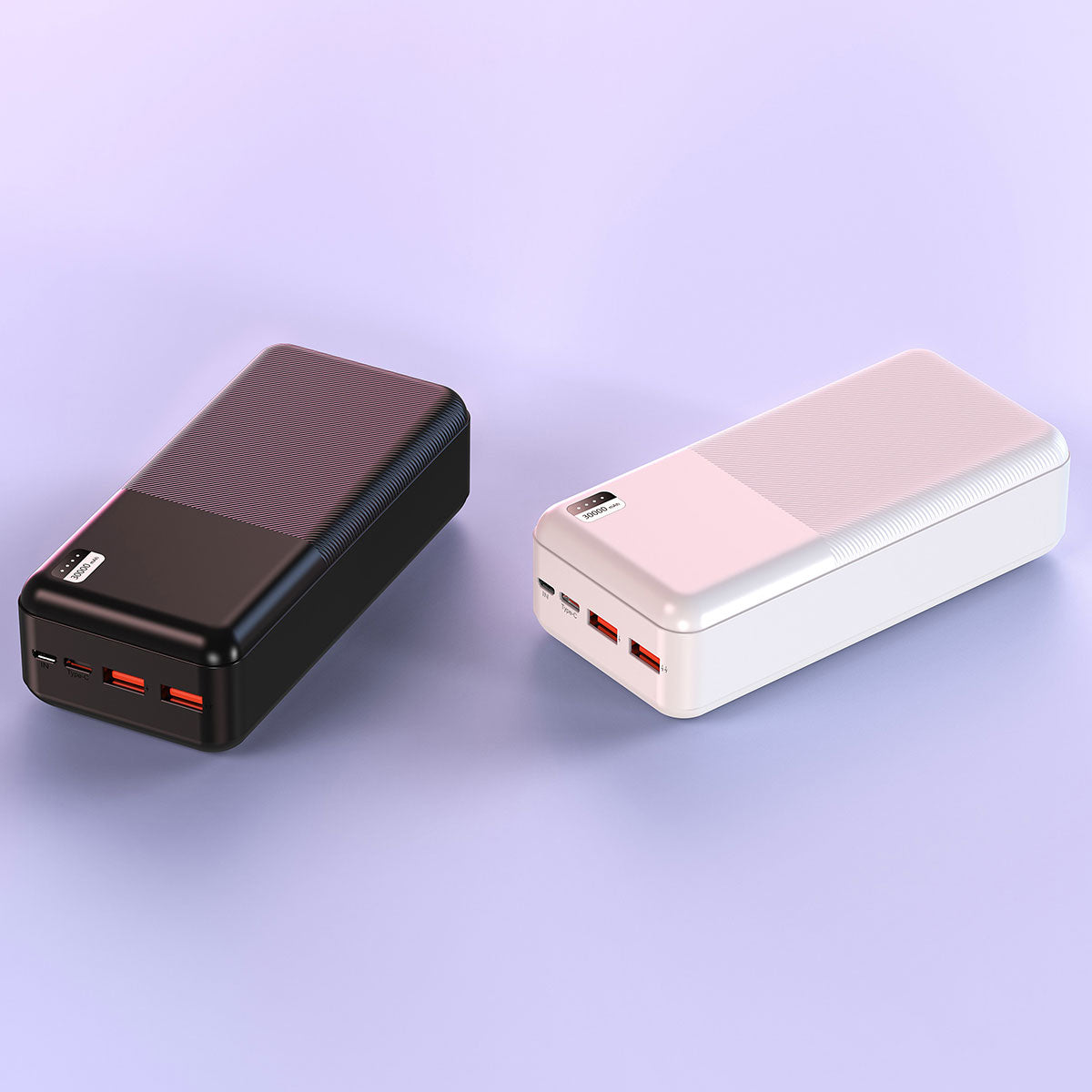 Xipin PX723 Hızlı Şarj Özellikli LED Işık Göstergeli Dual USB Taşınabilir Powerbank 30000mAh Beyaz