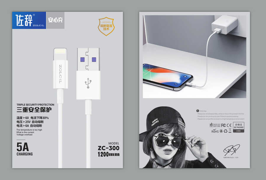 Zolcil ZC300 Lightning Usb Kablo Beyaz