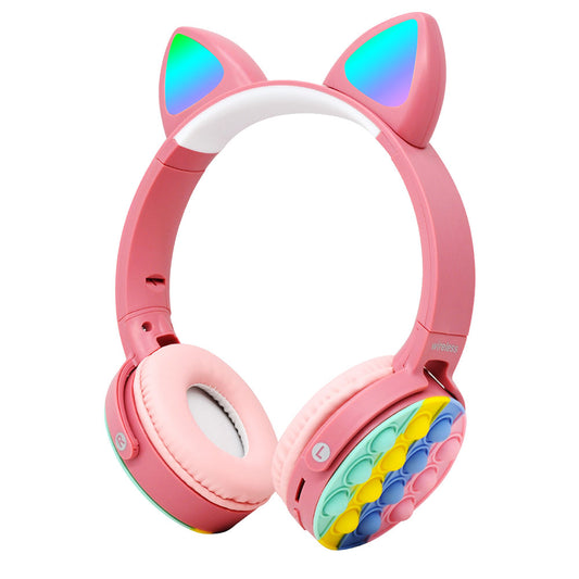 Zore CXT-950 RGB Led Işıklı Kedi Kulağı Band Tasarımı Ayarlanabilir Katlanabilir Kulak Üstü Bluetooth Kulaklık Sarı