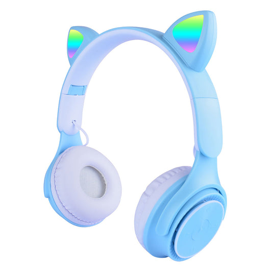 Zore M6 Pro Cat RGB Led Işıklı Kedi Kulağı Band Tasarımlı Ayarlanabilir ve Katlanabilir Kulak Üstü Bluetooth Kulaklık Siyah