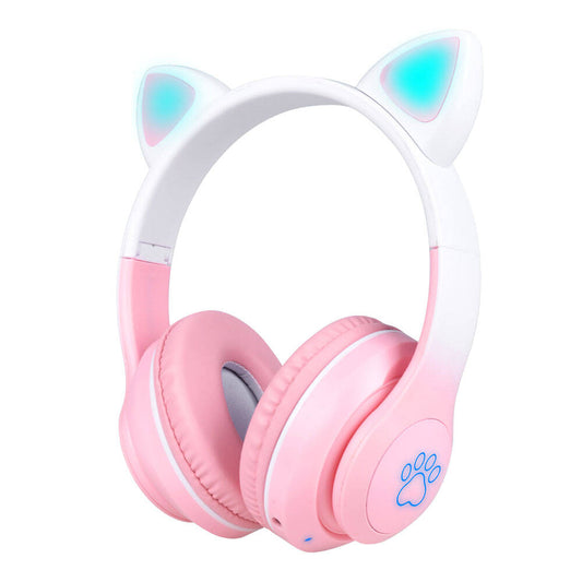 Zore STN-28 Pro Kedi Kulaklı Tasarımlı RGB Işıklı Bluetooth Kulaklık Mavi