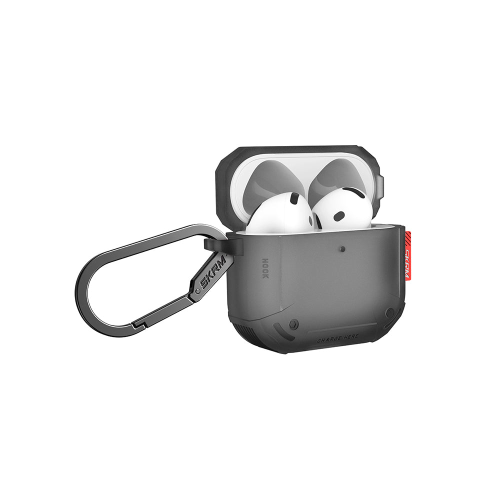 Apple Airpods 4 Kılıf Airbagli Yivli Köşe Tasarımlı 360 Derece Tam Koruma Skinarma Mecha CE Kılıf Turkuaz