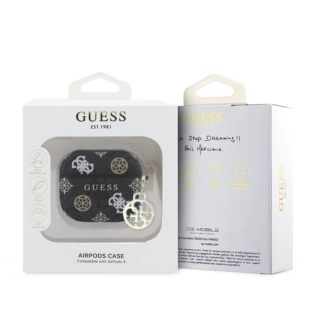 Apple Airpods 4 Kılıf Guess Orjinal Lisanslı 4G Desenli Yazı Logolu Peony Kapak Kahverengi