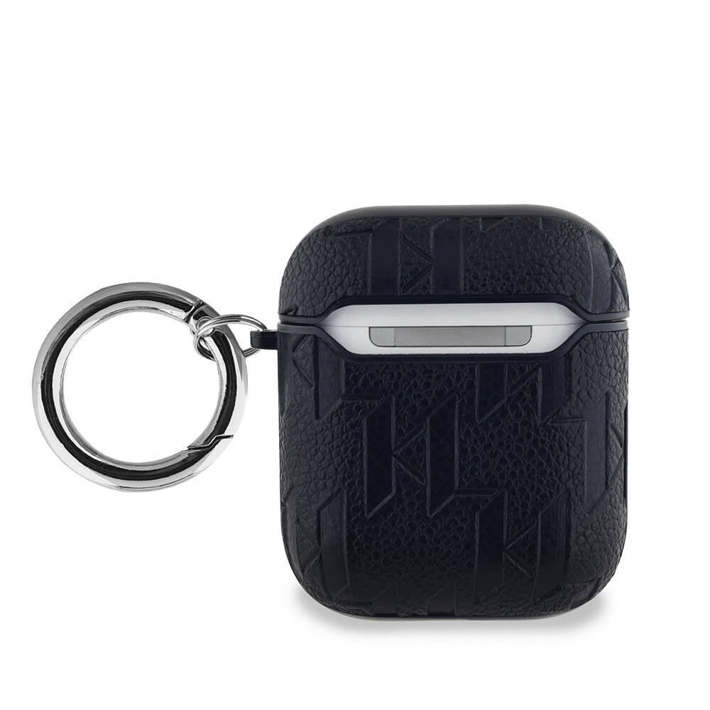Apple Airpods Kılıf Karl Lagerfeld Orjinal Lisanslı Monogram Silikon Kapak Siyah