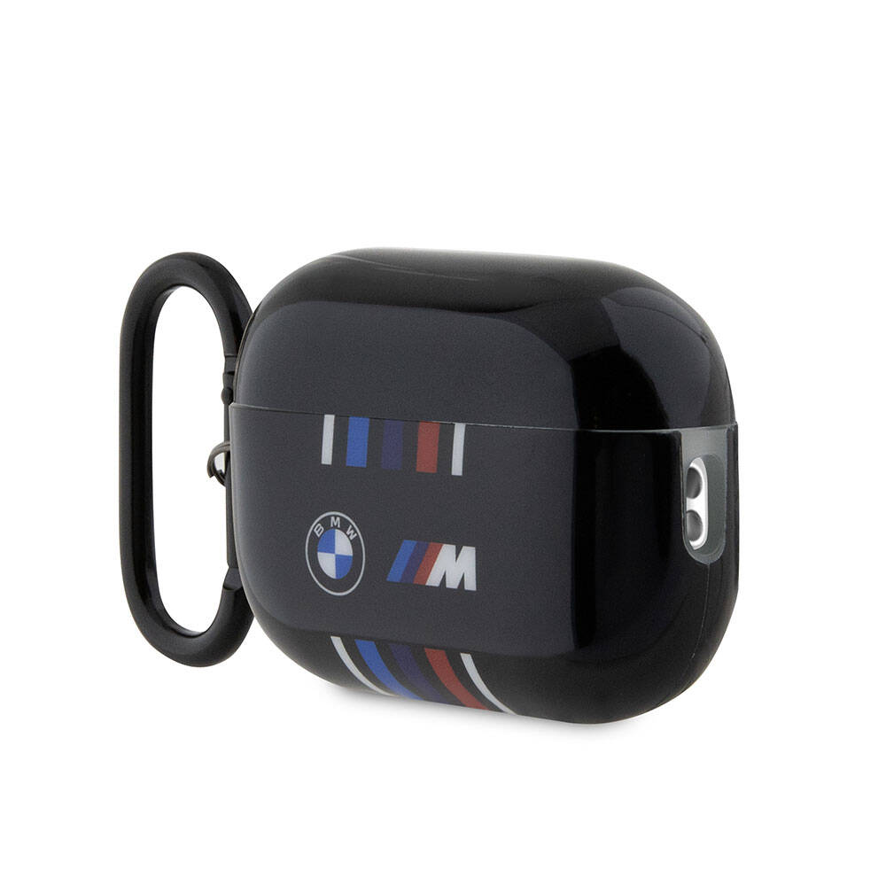 Apple Airpods Pro 2 Kılıf BMW Orjinal Lisanslı Çoklu Renkli Çizgili Çift IMD Baskı Logolu Kapak Siyah