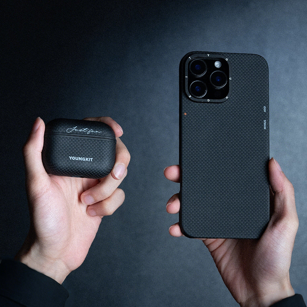 Apple Airpods Pro 2 Kılıf M-safe Şarj Özellikli Aramid Fiber Youngkit 1500D Kevlar Extreme Wing Serisi Kapak Gold