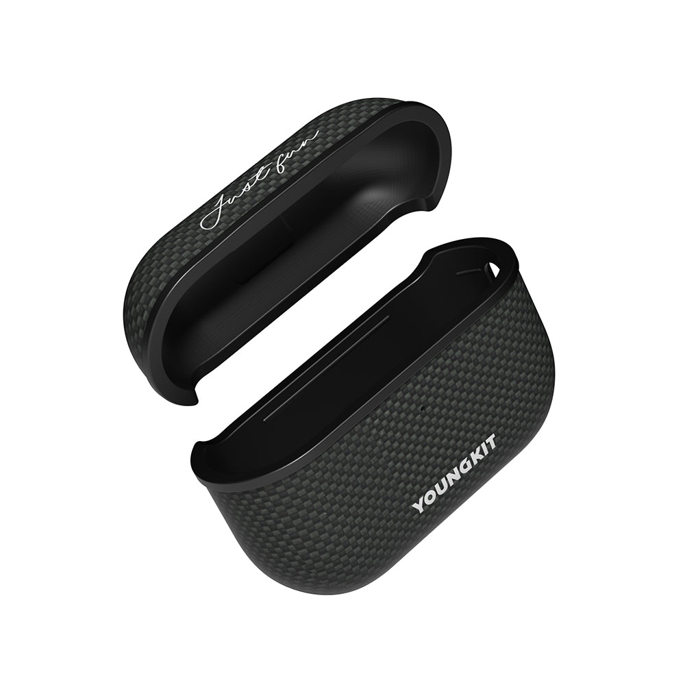 Apple Airpods Pro 2 Kılıf M-safe Şarj Özellikli Aramid Fiber Youngkit 1500D Kevlar Extreme Wing Serisi Kapak Siyah