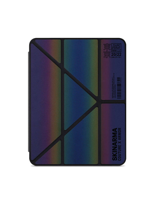 Apple iPad 10.2 (8.Nesil) Kılıf SkinArma Holografik Tasarımlı Standlı Deri Görünümlü Kira Kobai Kapak Colorful