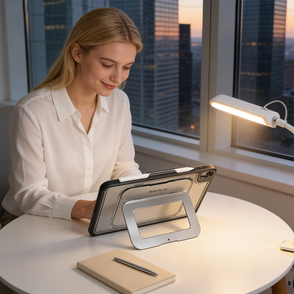 Apple iPad Air 10.9 2022 (5.Nesil) Mutural AlloyKick Serisi Kalem Bölmeli Alüminyum Standlı Tablet Kılıfı