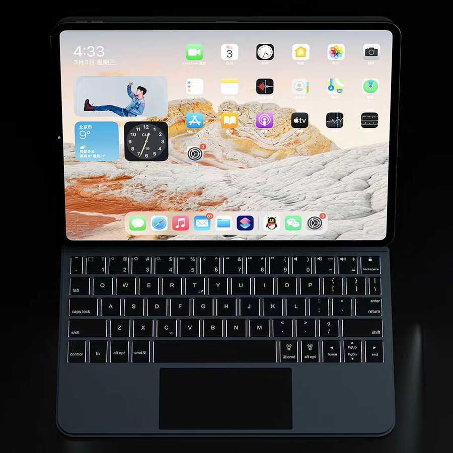 Apple iPad Air 11 2024 Wiwu Magic Keyboard Siyah