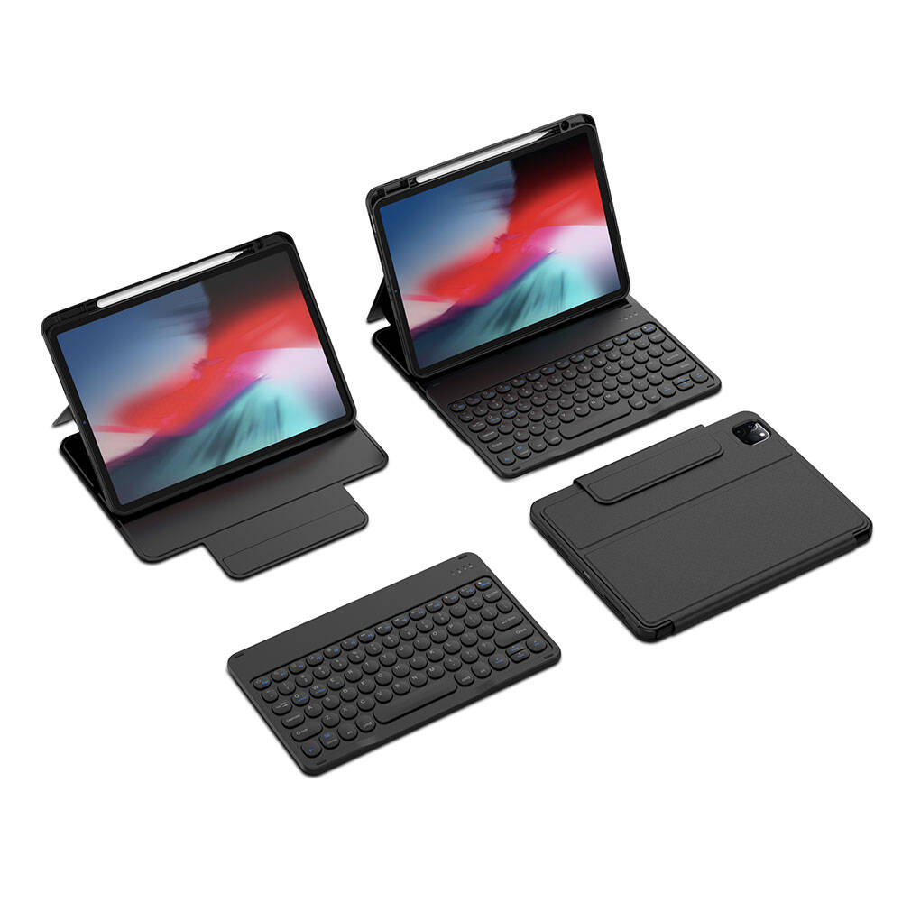 Apple iPad Air 11 2025 M3 Wiwu Protective Gizli Kalem Bölmeli Klavyeli Kılıf Mavi