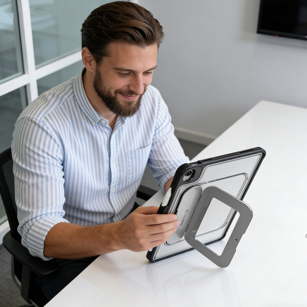 Apple iPad Pro 11 2020 (2.Nesil) Mutural AlloyKick Serisi Kalem Bölmeli Alüminyum Standlı Tablet Kılıfı