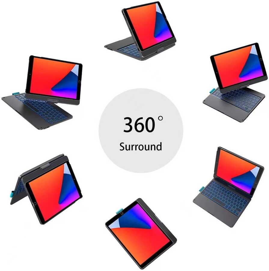 Apple iPad Pro 11 2020 (2.Nesil) Wiwu Waltz Rotating Keyboard Kablosuz Dönebilen Klavye Siyah