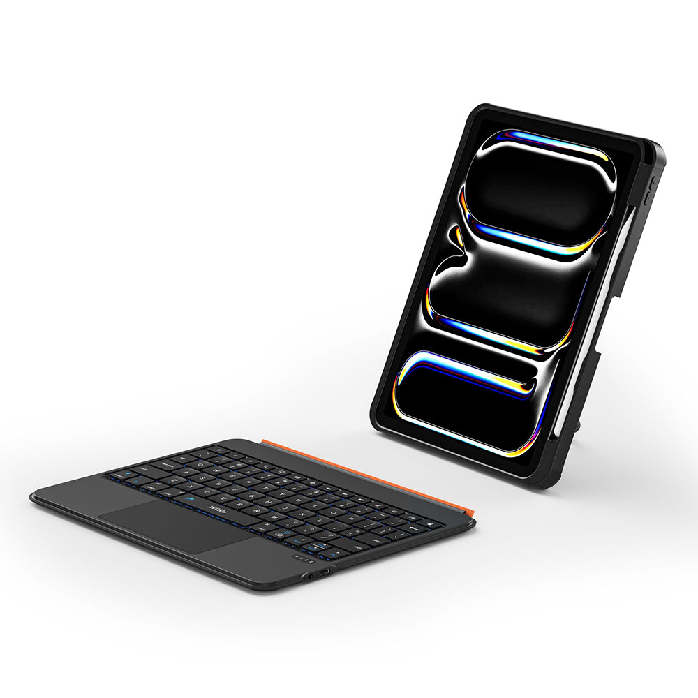 Apple iPad Pro 11 2024 MK-007 Combo Pro Kalem Bölmeli Klavyeli Standlı Kılıf Siyah