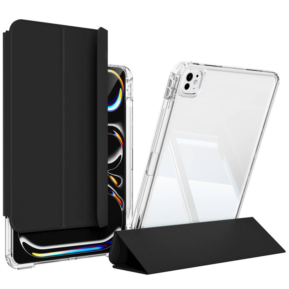 Apple iPad Pro 11 2025 M5 Kılıf Magnetik Ayrılabilen Airbagli Zore Sliding Tablet Kılıfı Siyah