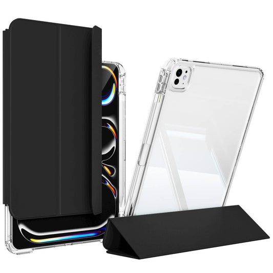 Apple iPad Pro 11 2025 M5 Kılıf Magnetik Ayrılabilen Airbagli Zore Sliding Tablet Kılıfı Pembe Açık