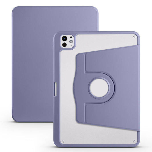 Apple iPad Pro 11 2025 M5 Kılıf Zore Termik Kalem Bölmeli Dönebilen Standlı Kılıf Lavendery Gray