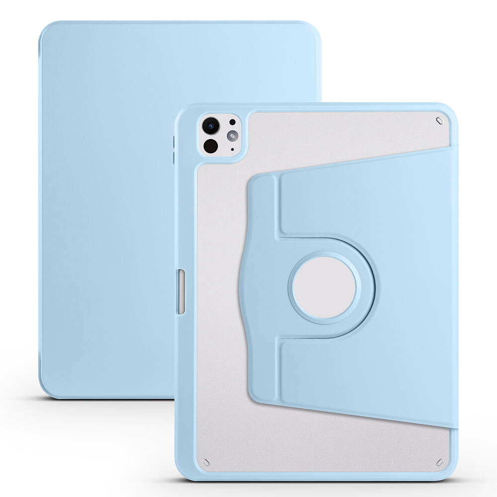 Apple iPad Pro 11 2025 M5 Kılıf Zore Termik Kalem Bölmeli Dönebilen Standlı Kılıf Mavi