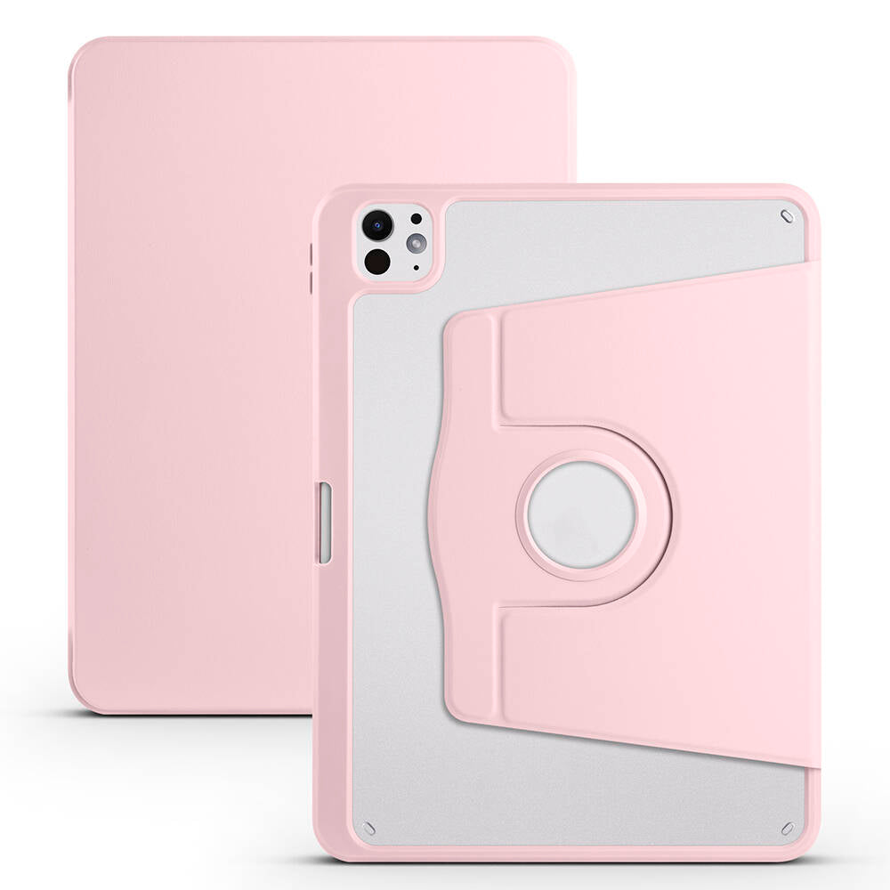 Apple iPad Pro 11 2025 M5 Kılıf Zore Termik Kalem Bölmeli Dönebilen Standlı Kılıf Pembe