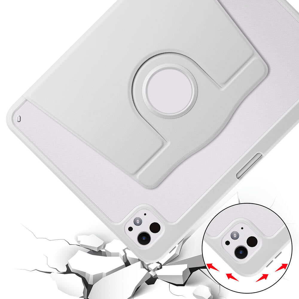 Apple iPad Pro 11 2025 M5 Kılıf Zore Termik Kalem Bölmeli Dönebilen Standlı Kılıf Lavendery Gray