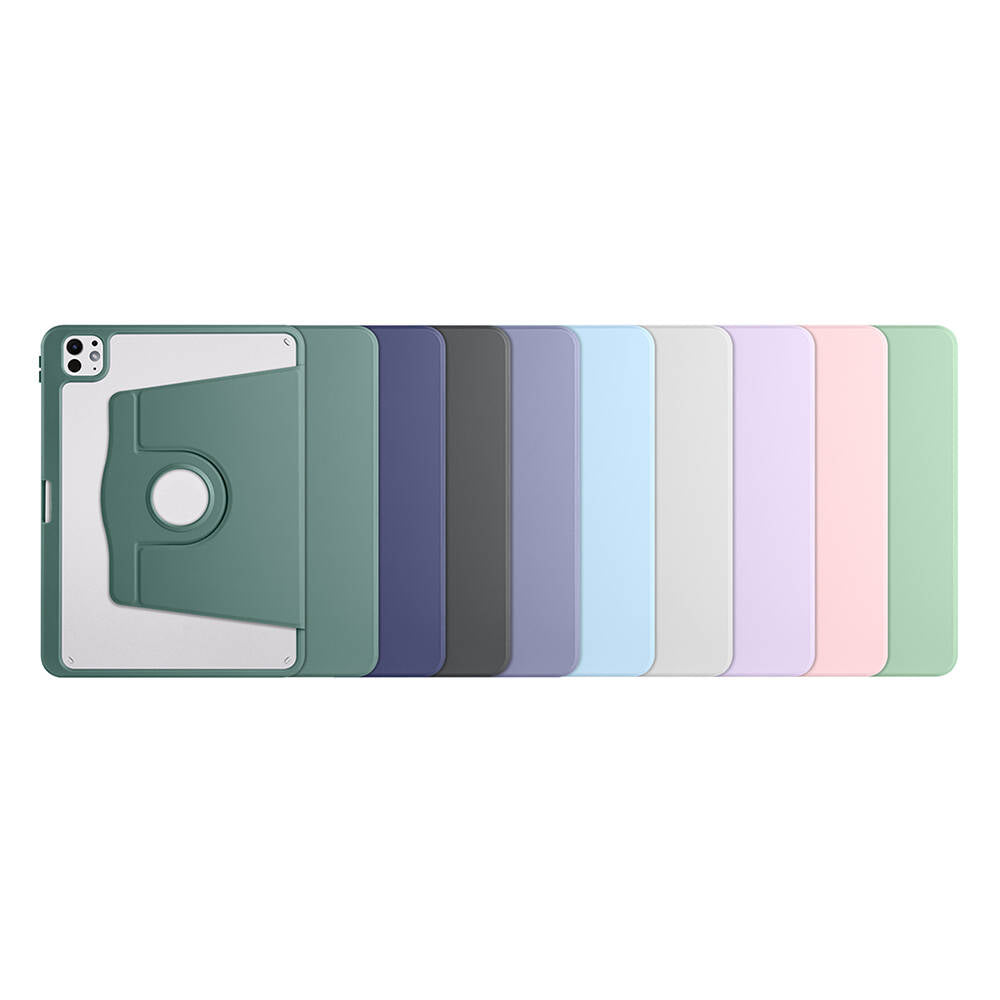 Apple iPad Pro 11 2025 M5 Kılıf Zore Termik Kalem Bölmeli Dönebilen Standlı Kılıf Pembe