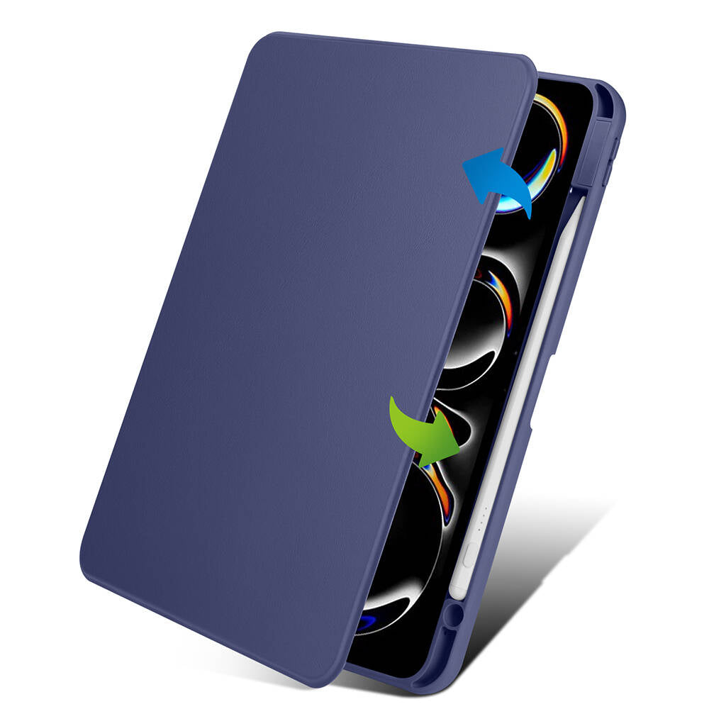 Apple iPad Pro 11 2025 M5 Kılıf Zore Termik Kalem Bölmeli Dönebilen Standlı Kılıf Siyah