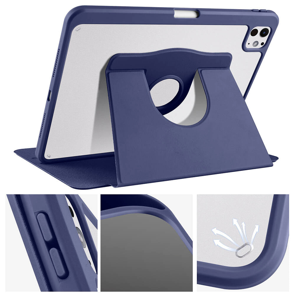 Apple iPad Pro 11 2025 M5 Kılıf Zore Termik Kalem Bölmeli Dönebilen Standlı Kılıf Lila