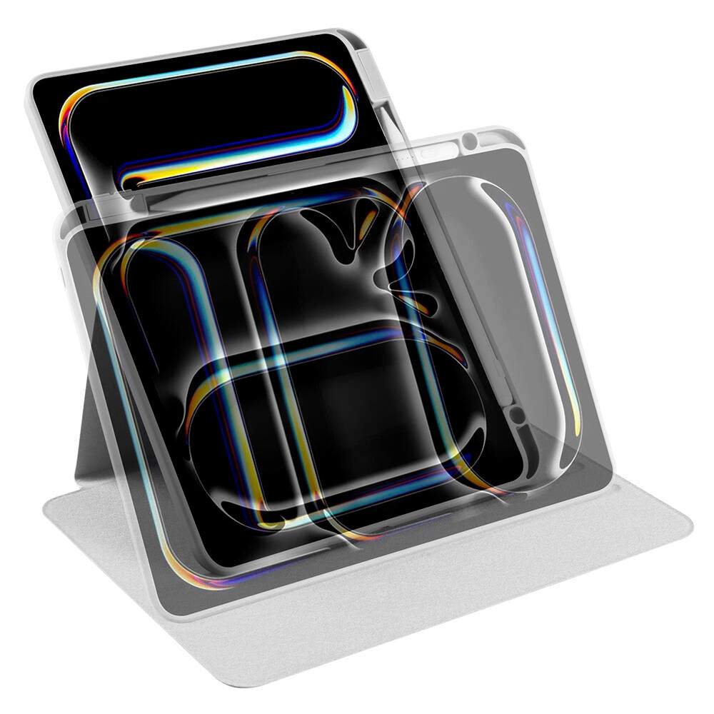 Apple iPad Pro 11 2025 M5 Kılıf Zore Termik Kalem Bölmeli Dönebilen Standlı Kılıf Gri