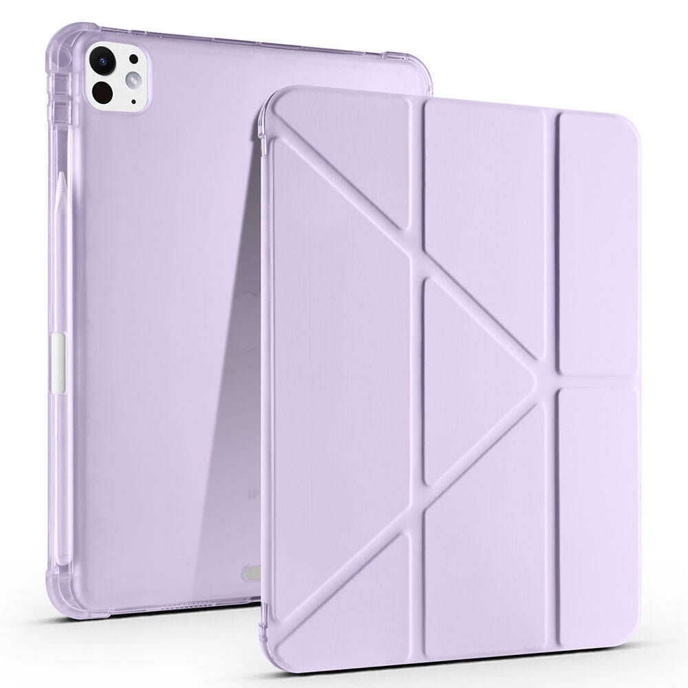 Apple iPad Pro 11 2025 M5 Kılıf Zore Tri Folding Kalem Bölmeli Standlı Kılıf Lila