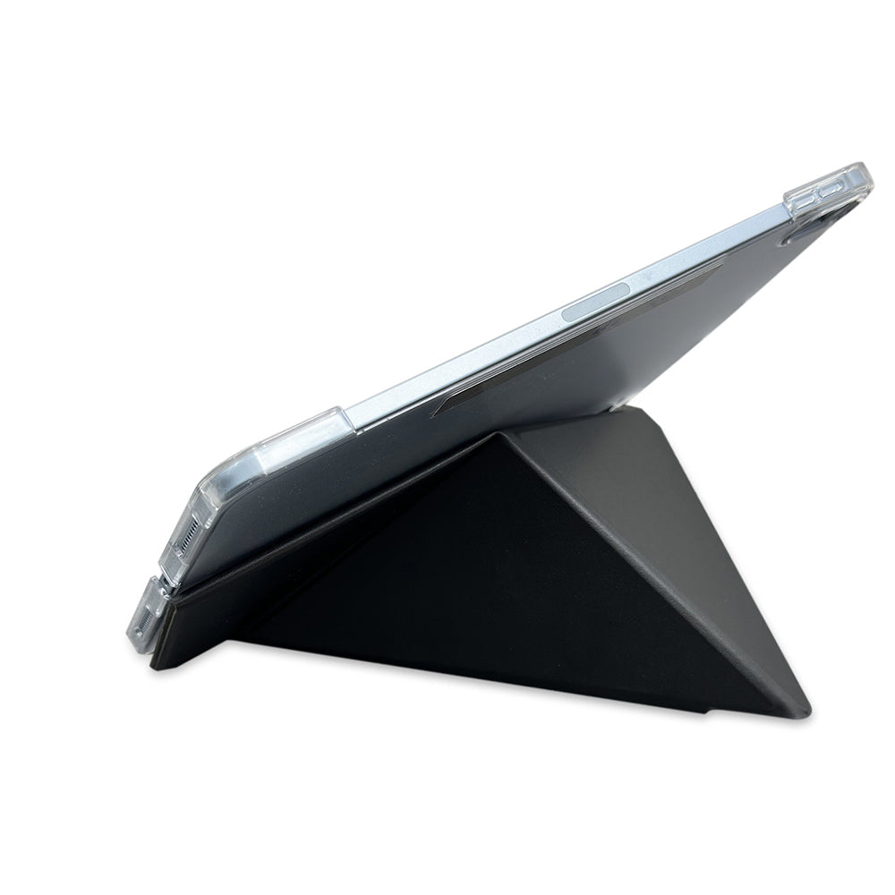 Apple iPad Pro 11 2025 M5 Raptic Clear Folio Airbagli Şeffaf Kapaklı Katlanabilir Standlı Kılıf Siyah