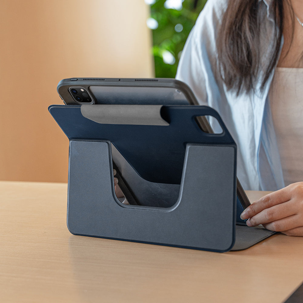 Apple iPad Pro 11 2025 M5 Raptic Spin Detachable Folio PU Ayrılabilir Kalem Bölmeli Standlı Kılıf Siyah