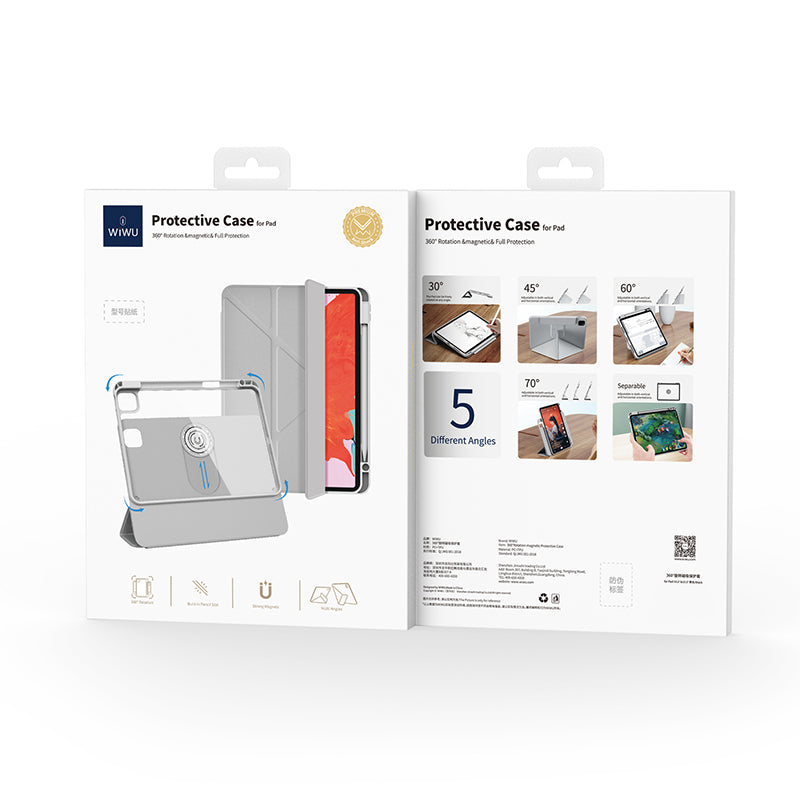Apple iPad Pro 11 2025 M5 Wiwu 360° Dönebilen Standlı Magnetik Koruyucu Tablet Kılıfı Mavi Açık