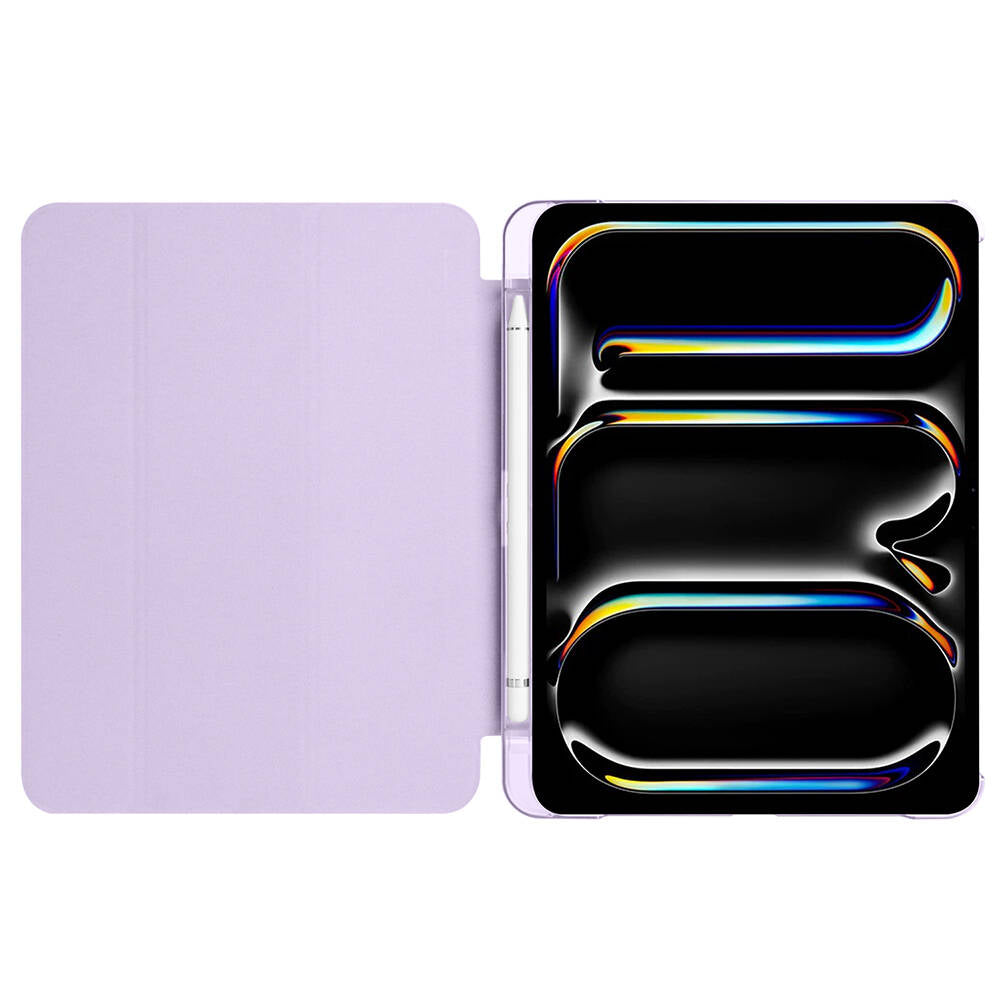 Apple iPad Pro 11 2025 M5 Zore Smart Cover Kalem Bölmeli Standlı 1-1 Kılıf Pembe Koyu