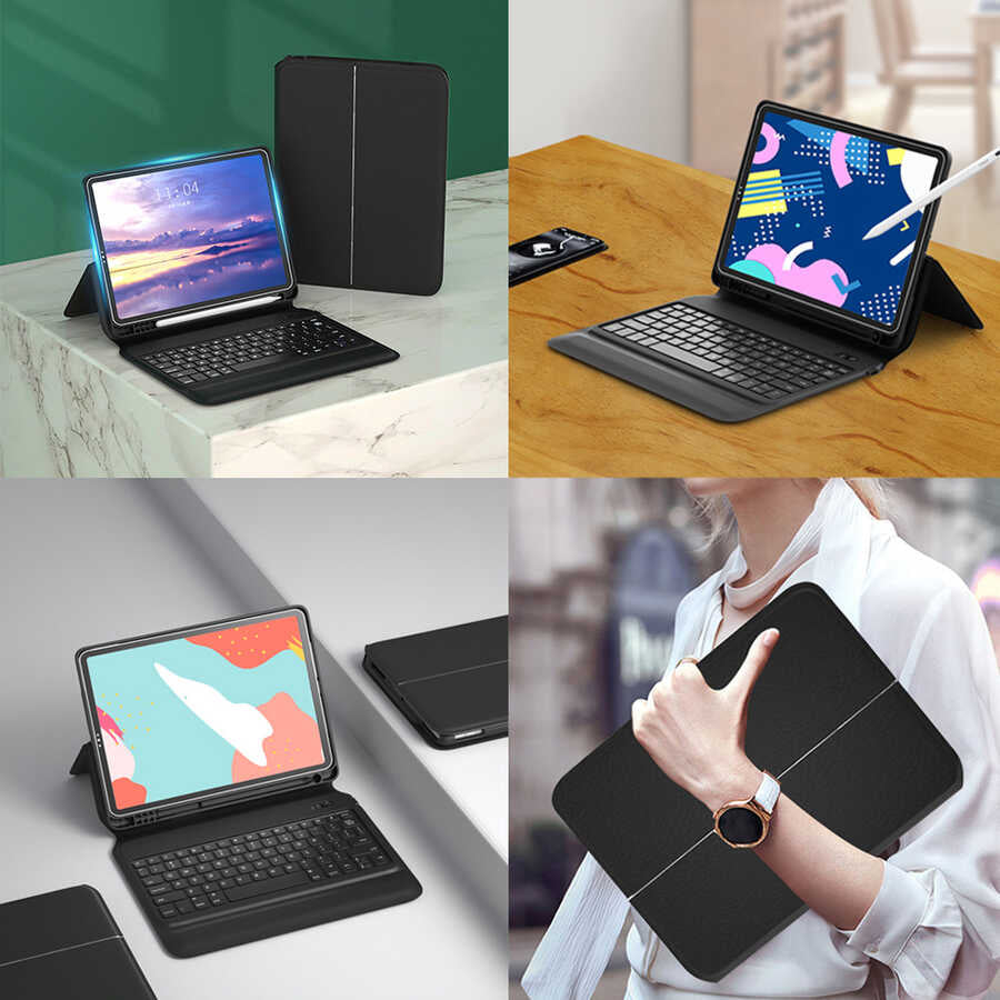 Apple iPad Pro 11 Wiwu Keyboard Folio Kablosuz Klavyeli Kılıf Siyah
