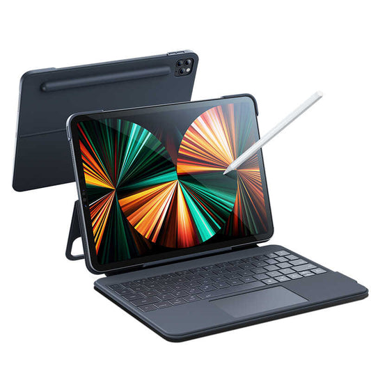 Apple iPad Pro 12.9 2022 M2 Benks KB02 Kablosuz Klavyeli Kılıf Gri