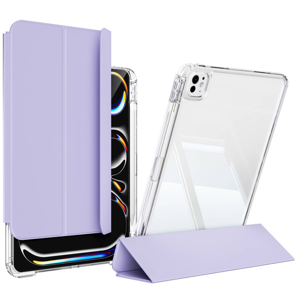 Apple iPad Pro 13 2025 M5 Kılıf Magnetik Ayrılabilen Airbagli Zore Sliding Tablet Kılıfı Lavender