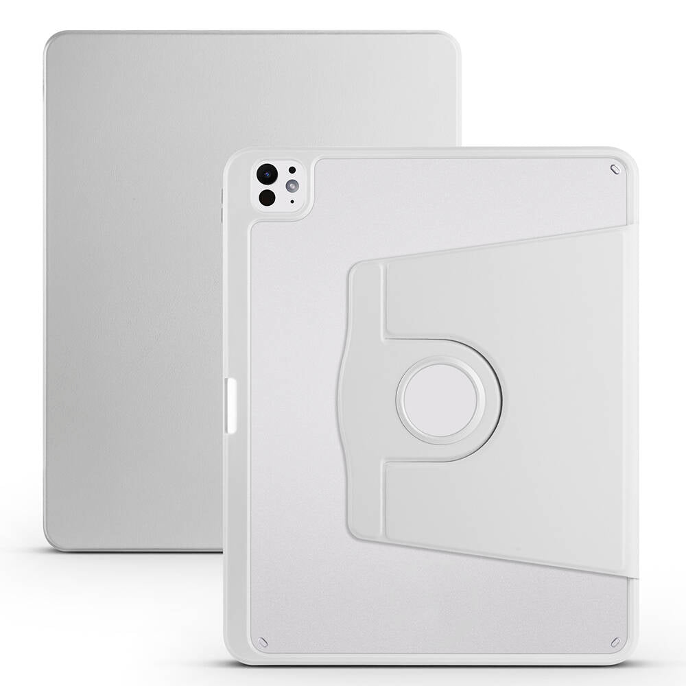 Apple iPad Pro 13 2025 M5 Kılıf Zore Termik Kalem Bölmeli Dönebilen Standlı Kılıf Gri