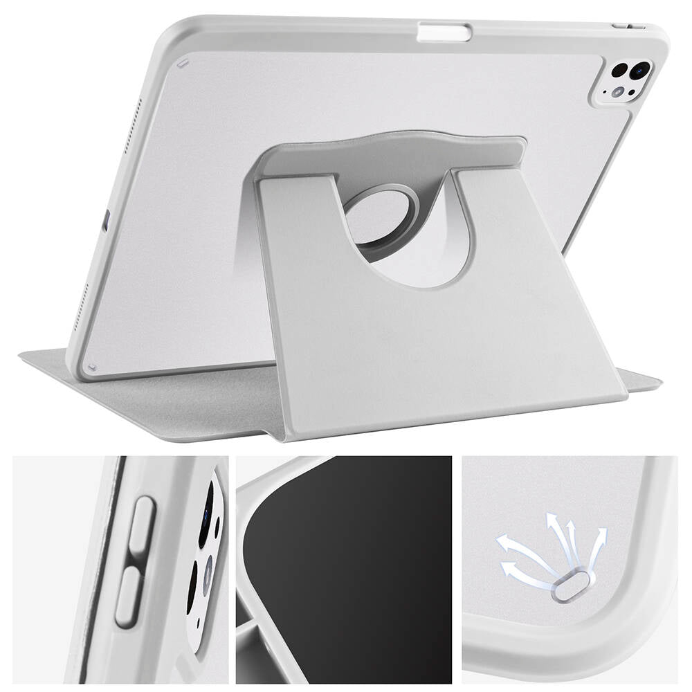 Apple iPad Pro 13 2025 M5 Kılıf Zore Termik Kalem Bölmeli Dönebilen Standlı Kılıf Mavi