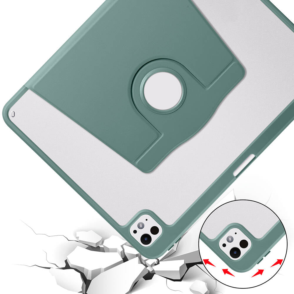 Apple iPad Pro 13 2025 M5 Kılıf Zore Termik Kalem Bölmeli Dönebilen Standlı Kılıf Pembe