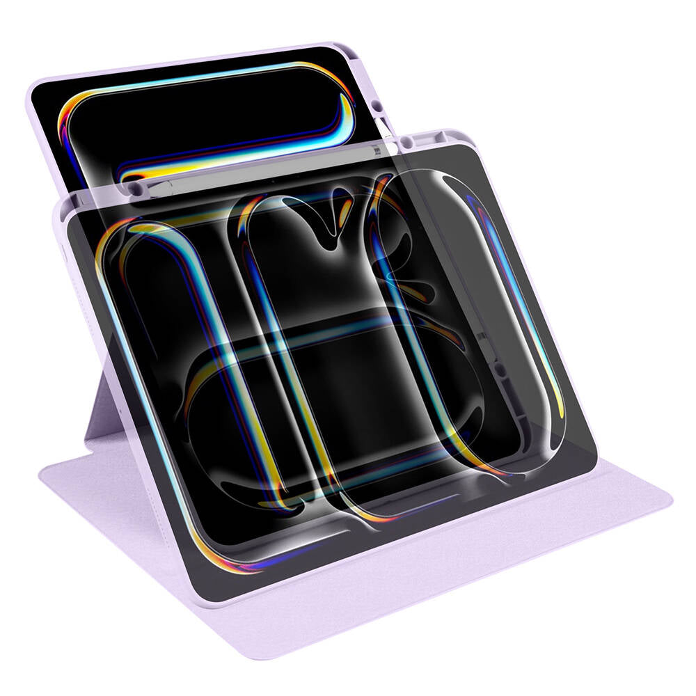 Apple iPad Pro 13 2025 M5 Kılıf Zore Termik Kalem Bölmeli Dönebilen Standlı Kılıf Pembe