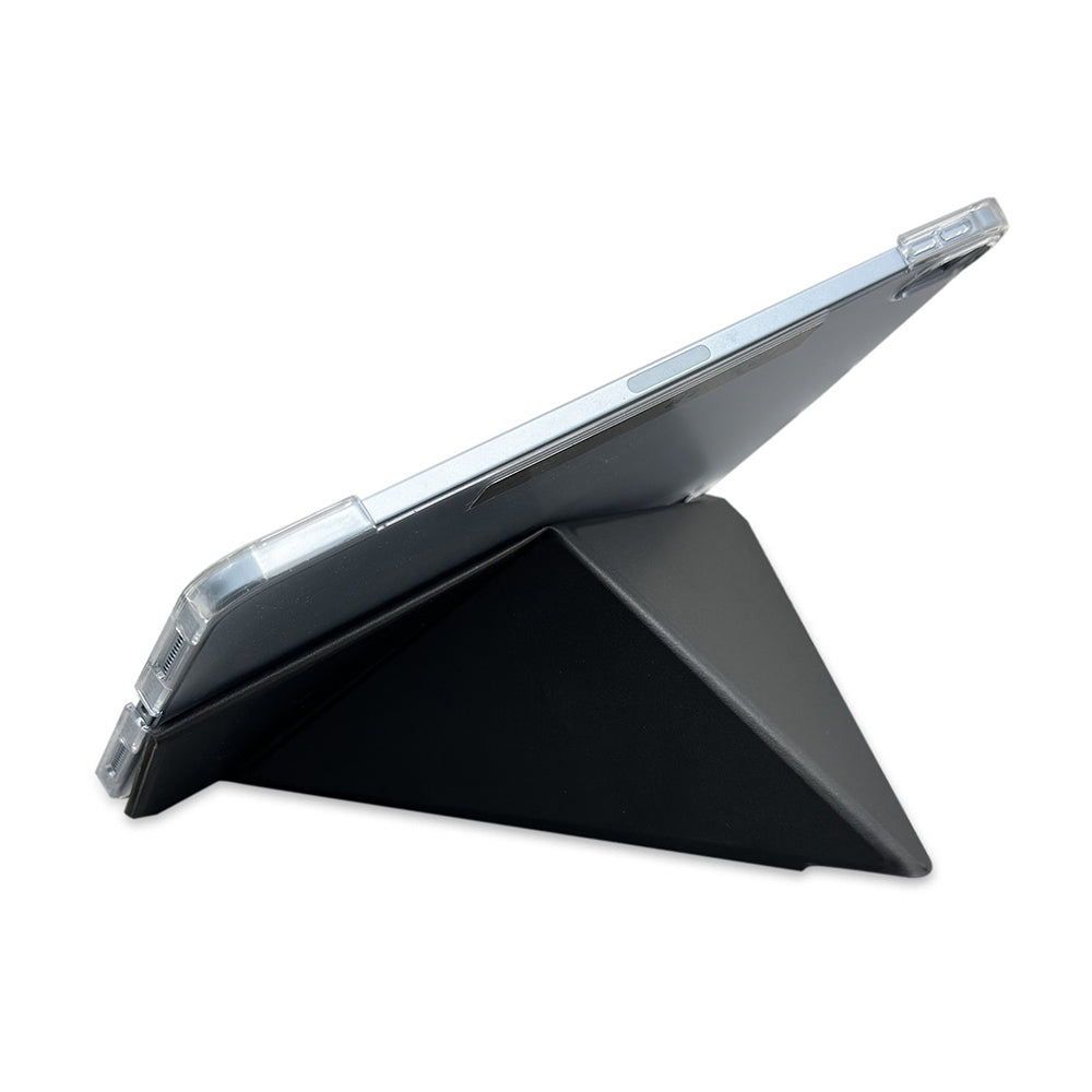 Apple iPad Pro 13 2025 M5 Raptic Clear Folio Airbagli Şeffaf Kapaklı Katlanabilir Standlı Kılıf Siyah