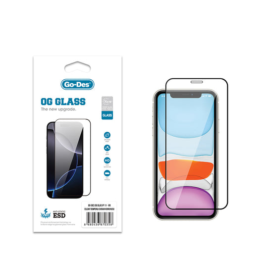Apple iPhone 11 Go Des OG Glass Antistatik Temperli Cam Ekran Koruyucu Şeffaf