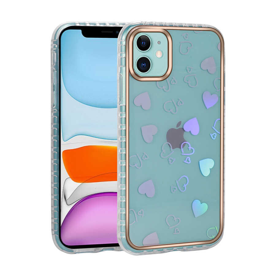 Apple iPhone 11 Kılıf Desenli Parlayan Transparan Zore Avva Kapak