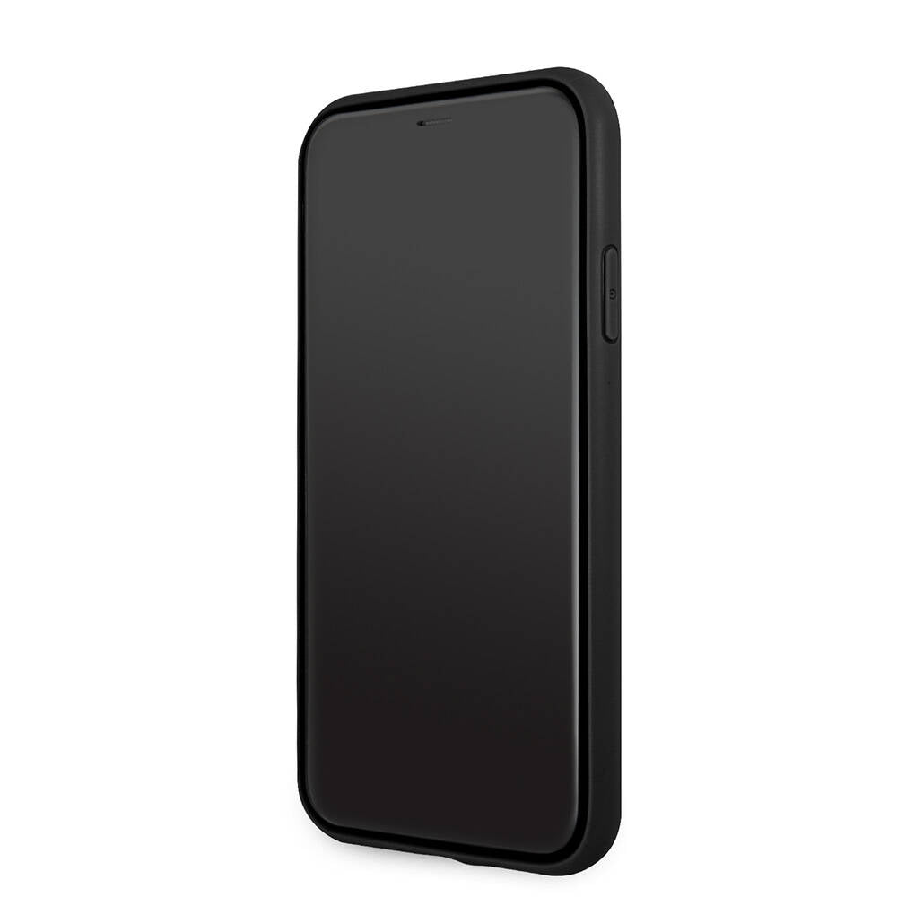Apple iPhone 11 Kılıf Guess PU Deri Büyük Metal Logo Dizaynlı Kapak Pembe
