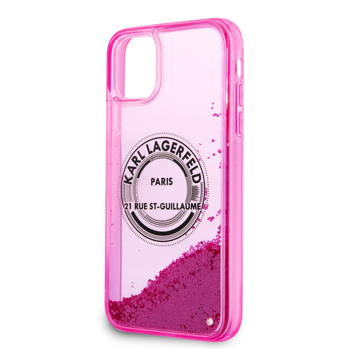 Apple iPhone 11 Kılıf Karl Lagerfeld Sıvılı Simli RSG Dizayn Kapak Pembe