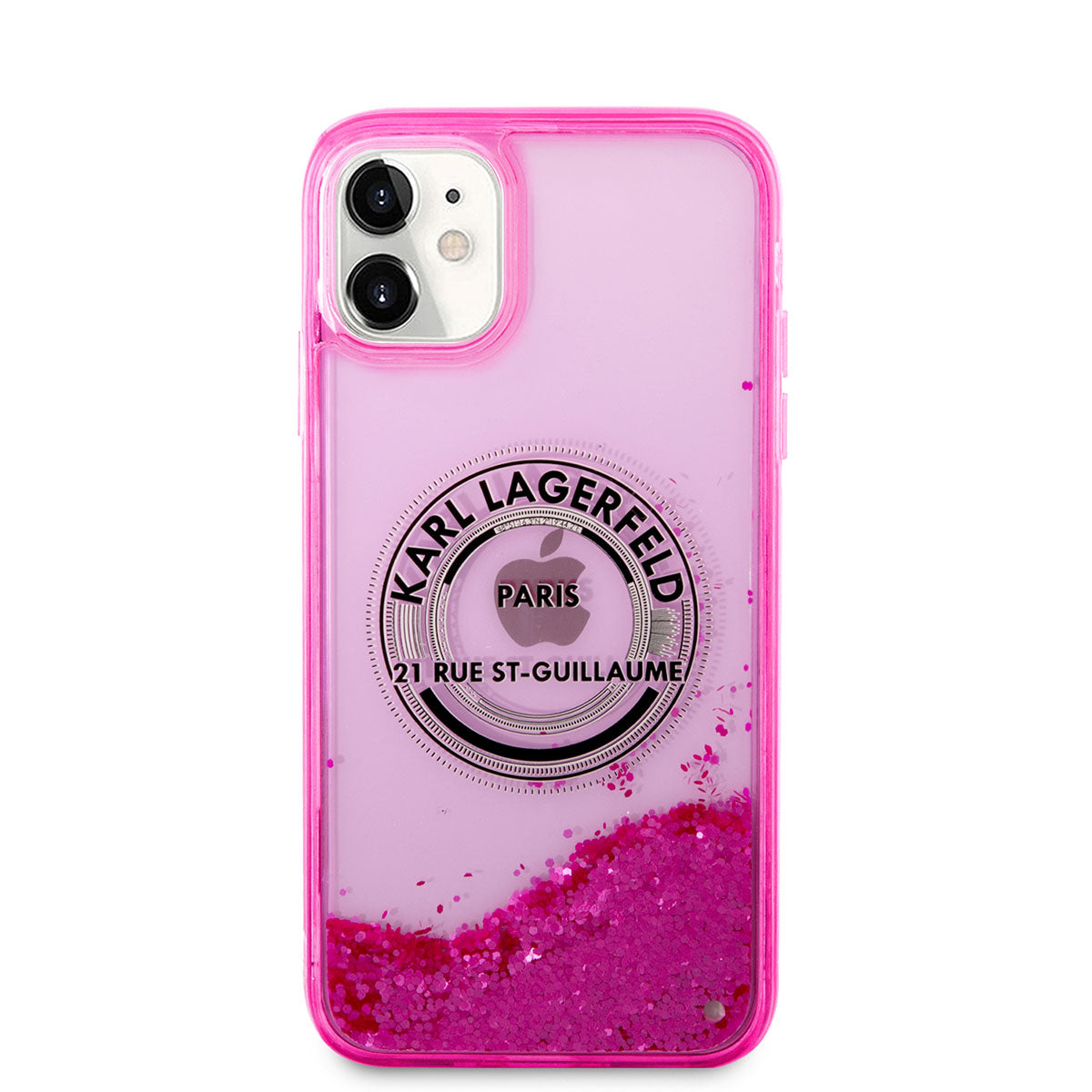Apple iPhone 11 Kılıf Karl Lagerfeld Sıvılı Simli RSG Dizayn Kapak Pembe