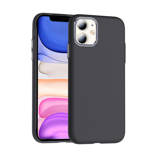Apple iPhone 11 Kılıf M-safe Şarj Özellikli Karbon Fiber Görünümlü Zore Gros Kapak
