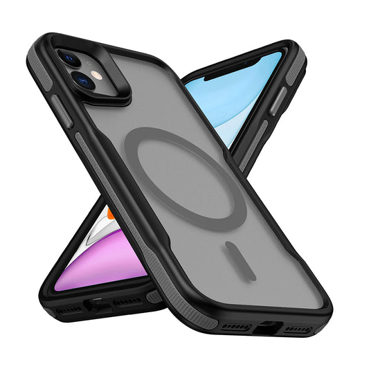 Apple iPhone 11 Kılıf M-safe Şarj Özellikli Renkli Kenar Airbag Şeritli Zore Lamer Kapak