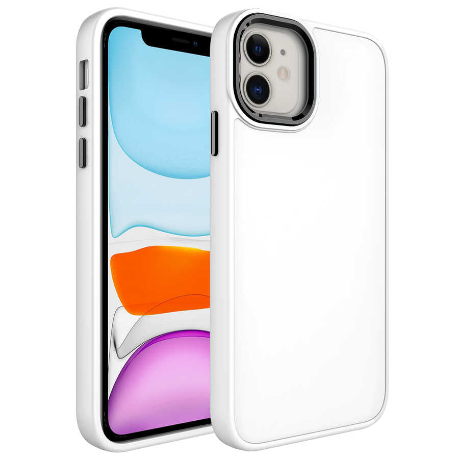 Apple iPhone 11 Kılıf Metal Çerçeve ve Buton Tasarımlı Silikon Zore Luna Kapak